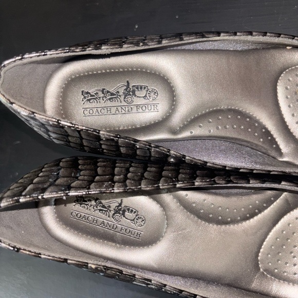 Coach and Four Gray and Black Snakeskin Heels - Picture 2 of 6